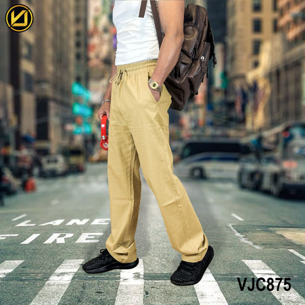 VIRJEANS (VJC875) Stretchable Linen Summer Trouser For Men- Khaki - Image 5