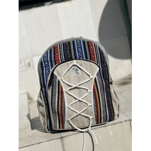 Hemp and Cotton Mix Plain Backpack - Unisex | Made In Nepal | Fashion Hemp and Cotton Unisex Backpack