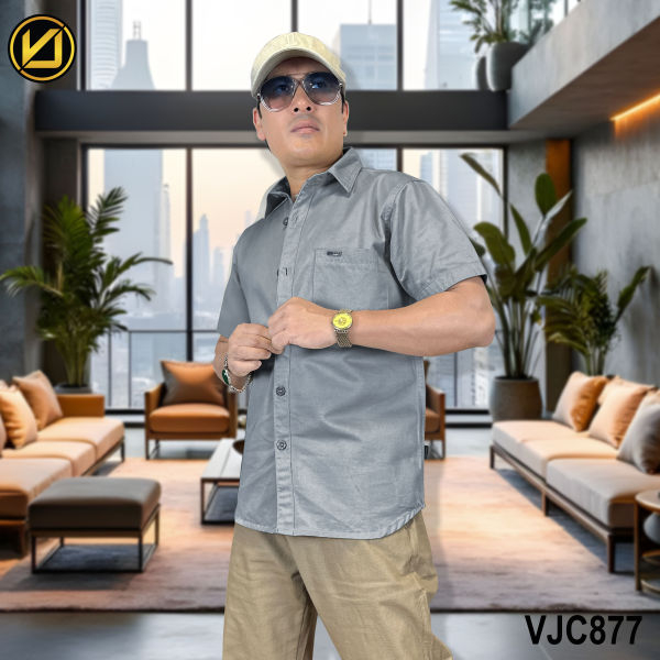 VIRJEANS (VJC877) Summer Cotton Half Shirt For Men- Blue - Image 2