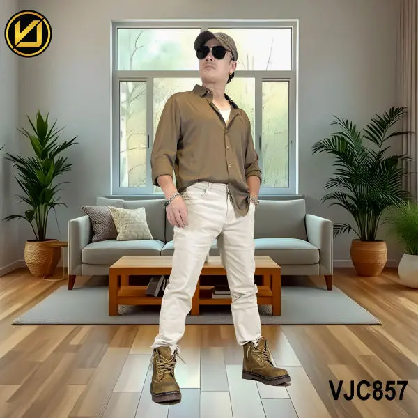 VIRJEANS (VJC857) Stretchable Cotton Jeans Pant For Men-Cream - Image 5