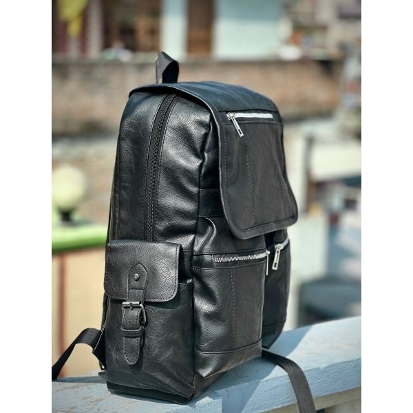 Stylish PU Leather Backpack |Best Bag For College And Office Purposes For Unisex/Suitable To Carry Laptop And Easy For Traveling And Treks - Image 3