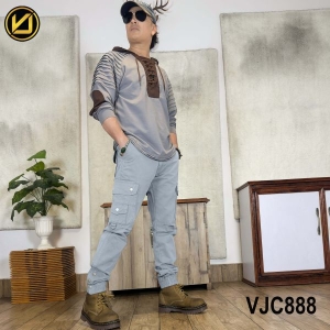 VIRJEANS (VJC888) Cargo Box Jogger With Bottom Pant For Men- Blue