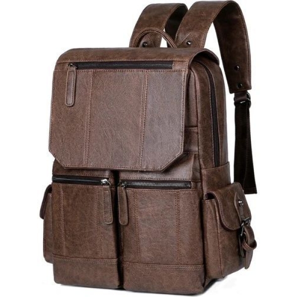 Leather Double Pocket Backpack For Casual School College Bag for Men And Women |Unisex Bag For Office And Casual Purpose - Image 5