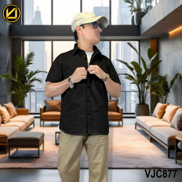 VIRJEANS (VJC877) Summer Cotton Half Shirt For Men- Black - Image 2