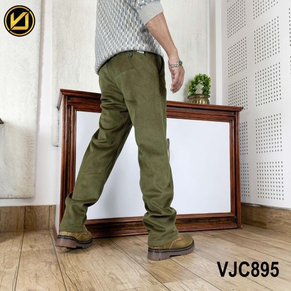 VIRJEANS (VJC895) Corduroy Inner Fur Pant For Men-Green - Image 3