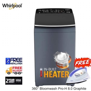 Whirlpool 8 Kg Fully Automatic Top Load Washing Machine With Inbuilt Heater 360० Bloomwash Pro H 8.0 Graphite
