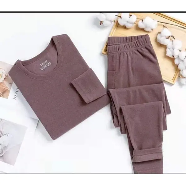 Winter Men /Women Thermal Underwear Sets Long Johns Thin Fleece Warm Bottoming Shirt and Pants Soft Solid Color Warm Set - Image 2