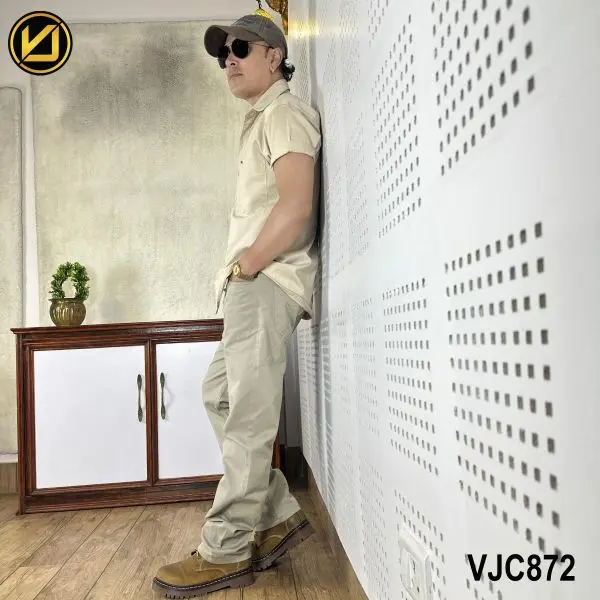 VIRJEANS (VJC872) Stretchable Cotton Straight Fit Pants For Men- Off-white - Image 5