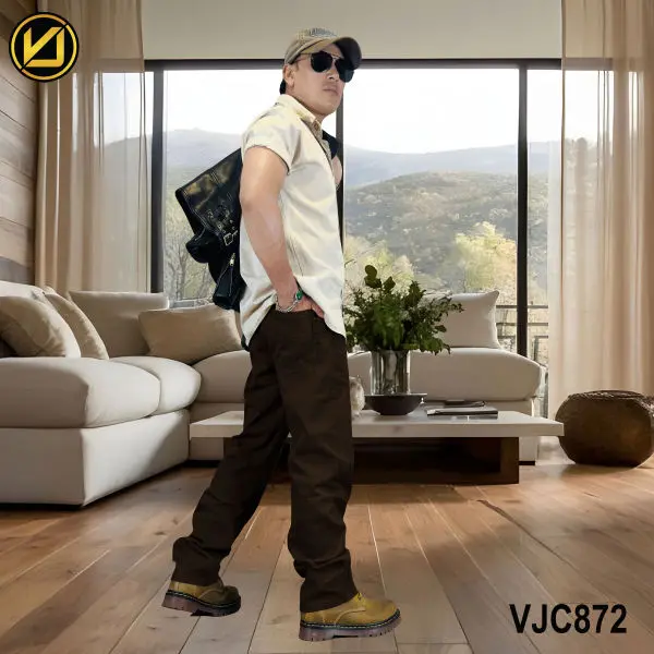 VIRJEANS (VJC872) Stretchable Cotton Straight Fit Pants For Men- Coffee - Image 3