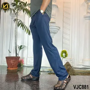 VIRJEANS (VJC881) Stretchable Silk Sporty Trouser For Men-Dark Blue