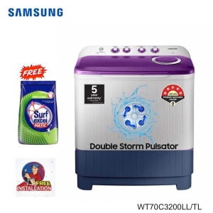 SAMSUNG WT70C3200LL/TL 7Kg Semi-Automatic Top Load Washing Machine With Double Storm Pulsator & Air Turbo Dry