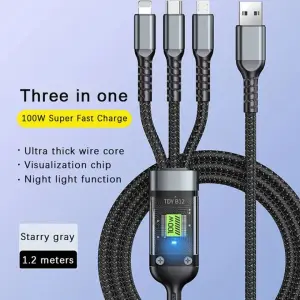 3-in-1 100W 5A Fast Charging USB Cable