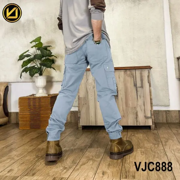 VIRJEANS (VJC888) Cargo Box Jogger With Bottom Pant For Men- Blue - Image 5