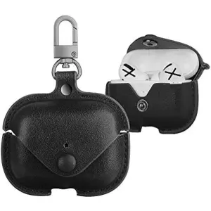 AirPods Pro Case Cover |Leather Protective Case With Button Lock &  Metal Lock Keychain