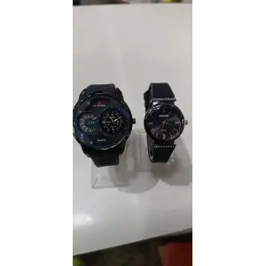 Round Dial Leather Strap  Casual Watch For Man 2 Pcs Combo Pack