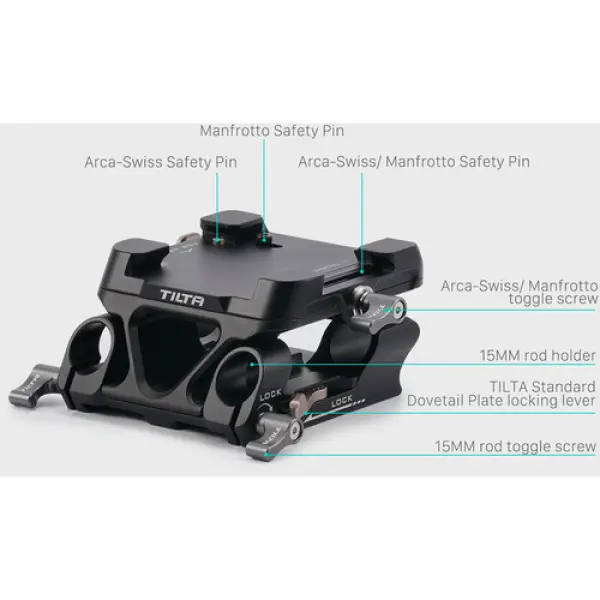 Tilta 15mm LWS Arca-Type/Manfrotto Dual Baseplate (Black) - Image 4