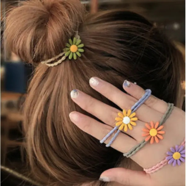 A Elastic Rubber Band Hair Accessories Flower Hair Tie Hair Ring Ponytail Hair Rope - Image 3