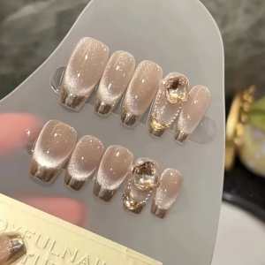 Press On Nail Long/Short Coffin Shape/christmas design 10Pcs L098
