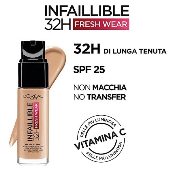 L'Oréal Paris Infallible 24h Foundation 140 Golden Beige 30ml - Image 4