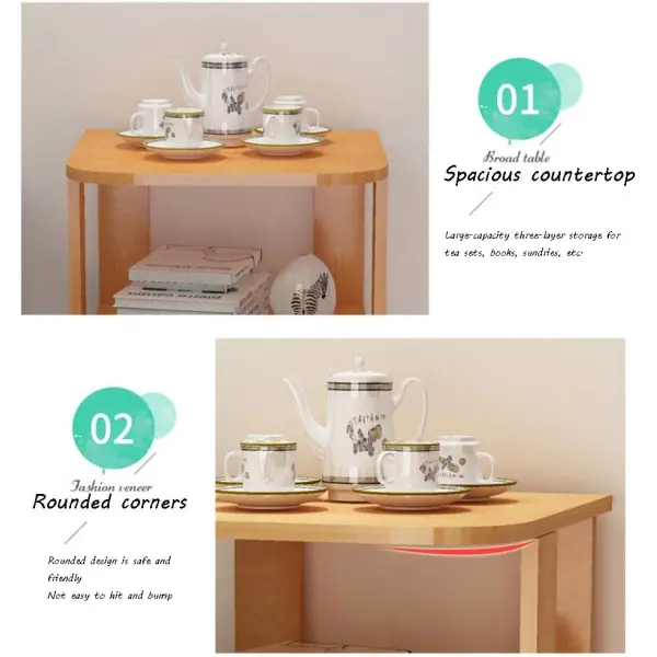 Small Sofa Side Table , Multi-Tier Storage Tea Coffee Table Modern Simplicity Design for Living Room and Bedroom In Brown - Image 3