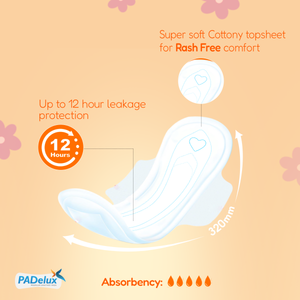 PADelux Sanitary Pads Comfort Nights XXL 6 Pads Soft and Cottony (Pack of 10) - Image 2