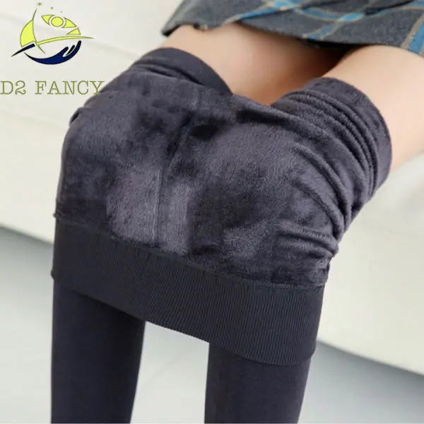 Winter Thick Fur Black High Waist Leggings - Women - Image 4