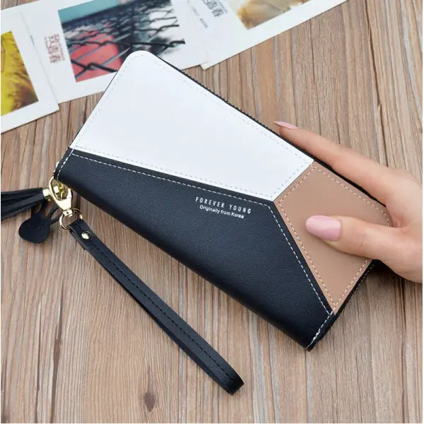 KOJA Korean Inspired Geometric Women Clutch Wallets, Pocket Card Holder Patchwork Coin Purse - Image 3