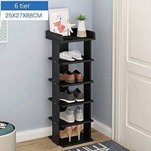SmallWooden Shoe Cabinet Multi-layer 5 Pair Shoe Rack Organiser In Black