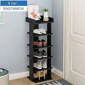 SmallWooden Shoe Cabinet Multi-layer 5 Pair Shoe Rack Organiser In Black