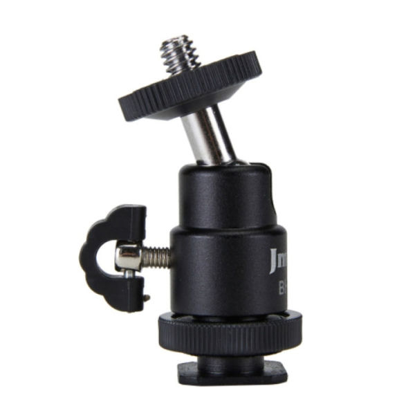 JMARY BH-02 Ball Head Holder Mount – 360° Rotation, 90° Tilt, Lightweight, 1/4" Screw for Cameras & Smartphones, Hot Shoe for Microphones & Lights - Image 7