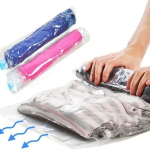2-Pack Compact Hand-Roll Space Saver Bags for Travel Compression Storage