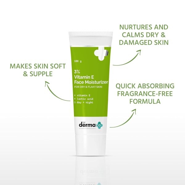 The Derma Co 3% Vitamin E Face Moisturizer With Vitamin E & Lactic Acid For Dry & Flaky Skin - 100 G - Image 3