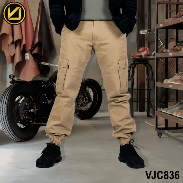 VIRJEANS (VJC836) Cargo Box Joggers 6 Pocket Pant For Men-Khaki - Image 2