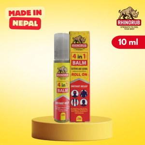RhinoRub 4 in 1 Roll-On 10ml - Muscle Pain, Joint Stiffness, Headache, Cold and Congestion
