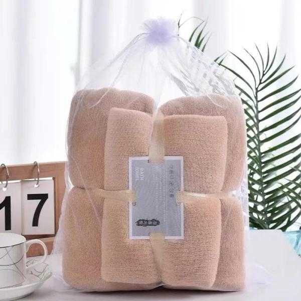 2 in 1 Set Colorful Bathroom Towels Set Coral Fleece High Density Microfiber Bath Face Towel - Image 4