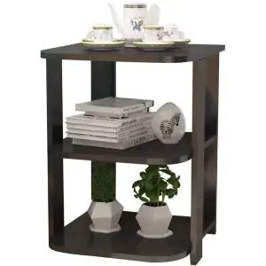 Small Sofa Side Table , Multi-Tier Storage Tea Coffee Table Modern Simplicity Design for Living Room and Bedroom In Brown