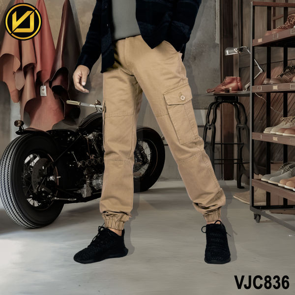 VIRJEANS (VJC836) Cargo Box Joggers 6 Pocket Pant For Men-Khaki - Image 5
