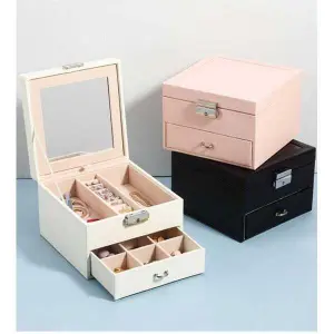 Leather Drawer Jewelry Storage Velvet Tray Storage Box
