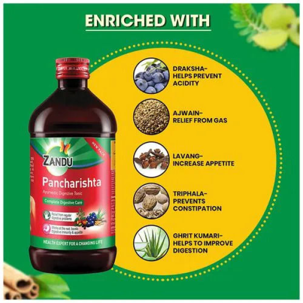 Zandu Pancharishta 450 ml Ayurvedic Digestive Tonic - Image 3