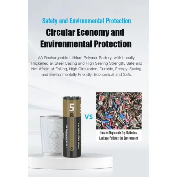 AA & AAA 1.5V USB Rechargeable Lithium Battery – 2800mAh / 800mWh | Type-C Fast Charging - Image 3