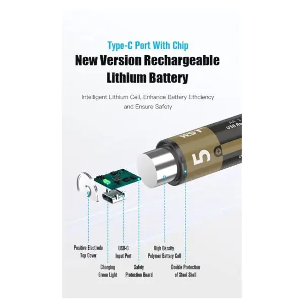 AA & AAA 1.5V USB Rechargeable Lithium Battery – 2800mAh / 800mWh | Type-C Fast Charging - Image 5