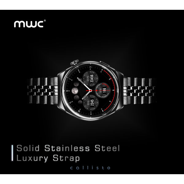 MWC Solid Stainless Steel Strap | 100% Premium Quality | Luxury 22mm Strap | Colorfastness - Black - Image 2