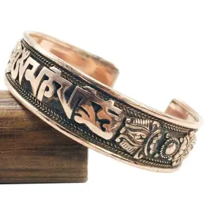 KOJA 100% Pure Copper Tibetan Healing Bracelet. Unisex, Hand Made High Gauge Copper (Mantra)