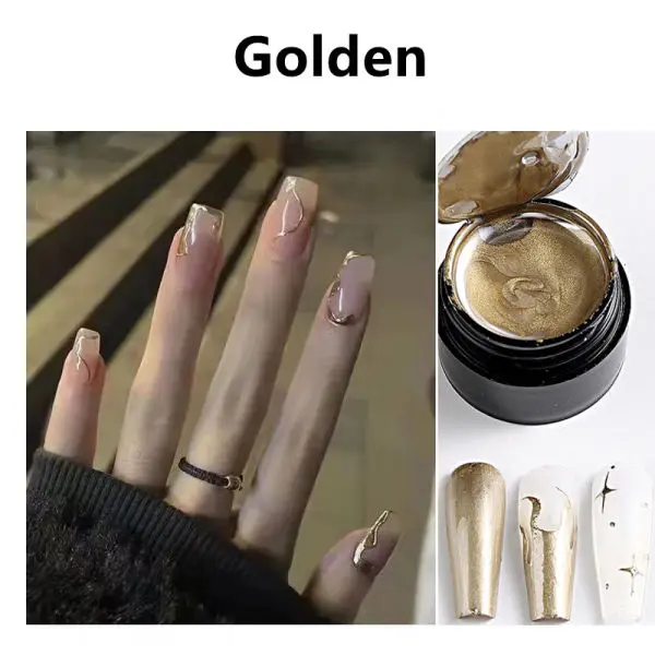 3D Golden Silver Metal Paint Gel Nail Paint Manicure Gel for Nail Technicians & Nail Salons Beauuty Manicure Pedicure Tool - Image 2