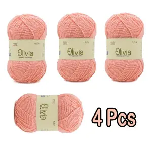 4 Pcs OLA039 Peach Ganga Oliva Knitting Yarn 100 Grams