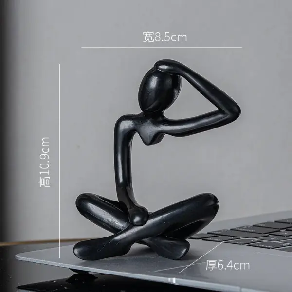 Abstract Handmade Crafts Thinker Figurine Statue/Sculpture (Black)- 4pcs set with free Crystal Ball - Image 2