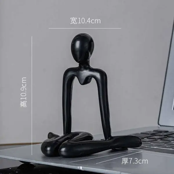 Abstract Handmade Crafts Thinker Figurine Statue/Sculpture (Black)- 4pcs set with free Crystal Ball - Image 4
