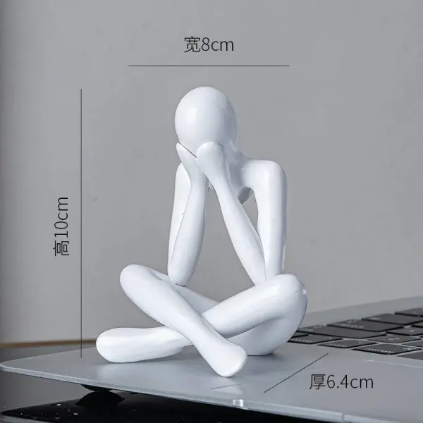 Abstract Handmade Crafts Thinker Figurine Statue/Sculpture (White)- 4pcs set with free crystal ball - Image 2