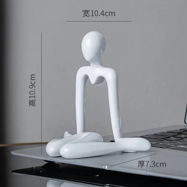 Abstract Handmade Crafts Thinker Figurine Statue/Sculpture (White)- 4pcs set with free crystal ball - Image 3