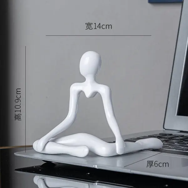 Abstract Handmade Crafts Thinker Figurine Statue/Sculpture (White)- 4pcs set with free crystal ball - Image 4
